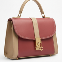 Classic Contrast Stitching Satchel with Chain Bag for Women