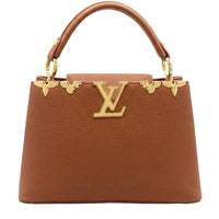 LV Inspired Elegant Gold-Accented Structured Handbag