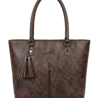 Tassel Accent Structured Shoulder Tote Bag for Women