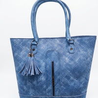 Tassel Accent Structured Shoulder Tote Bag for Women