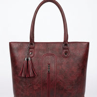 Tassel Accent Structured Shoulder Tote Bag for Women