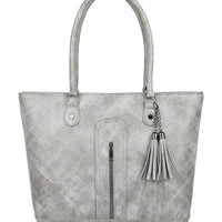 Tassel Accent Structured Shoulder Tote Bag for Women