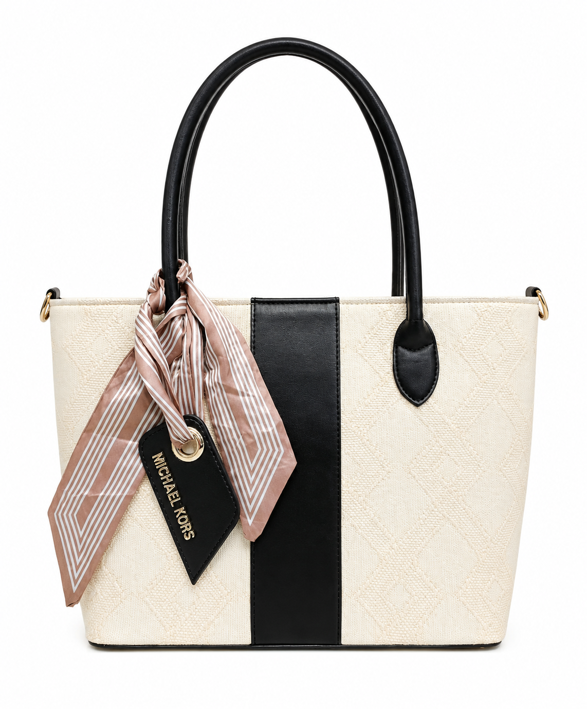 BAGVESSA Michael Kors Style Cream & Black Tote Handbag for Women