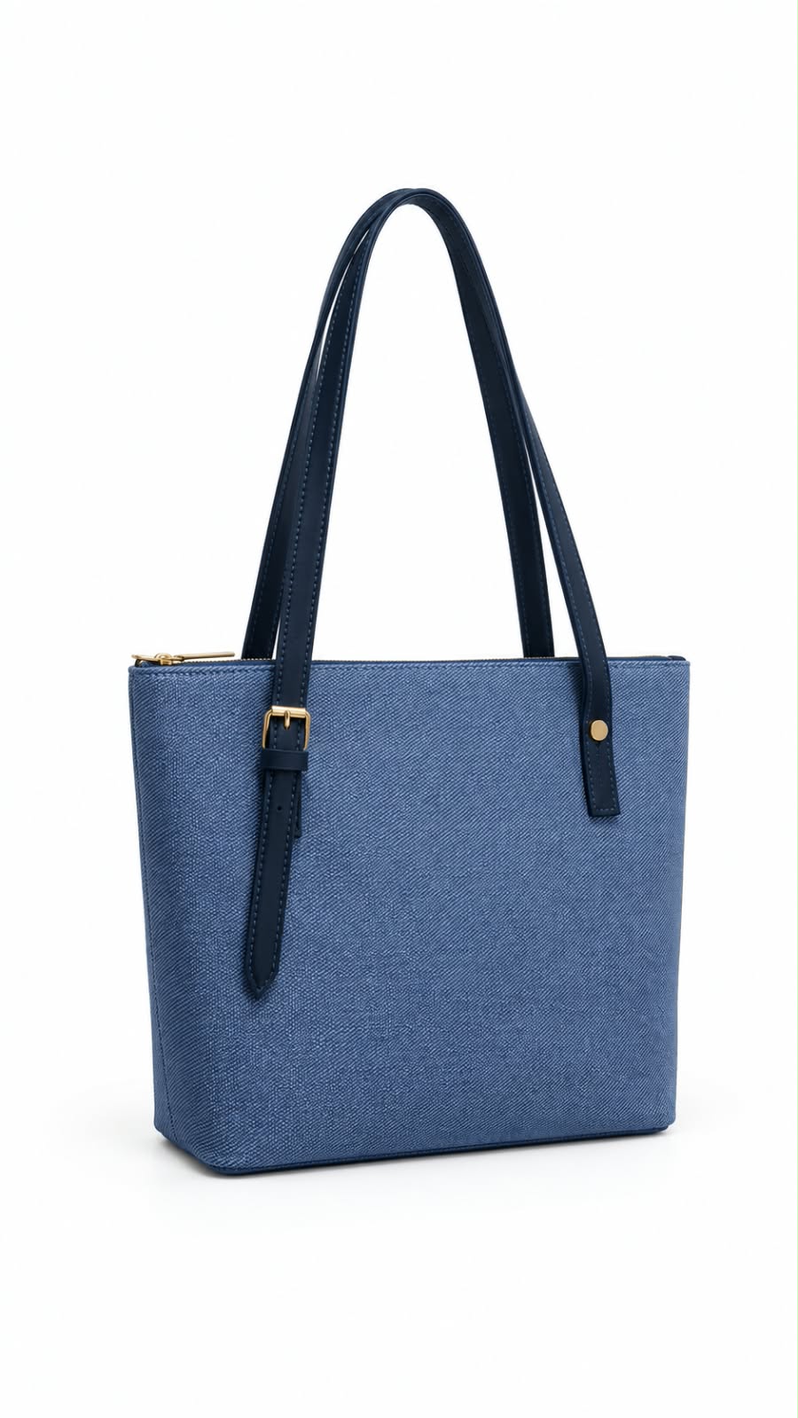 Blue Textured Tote Bag For Women 