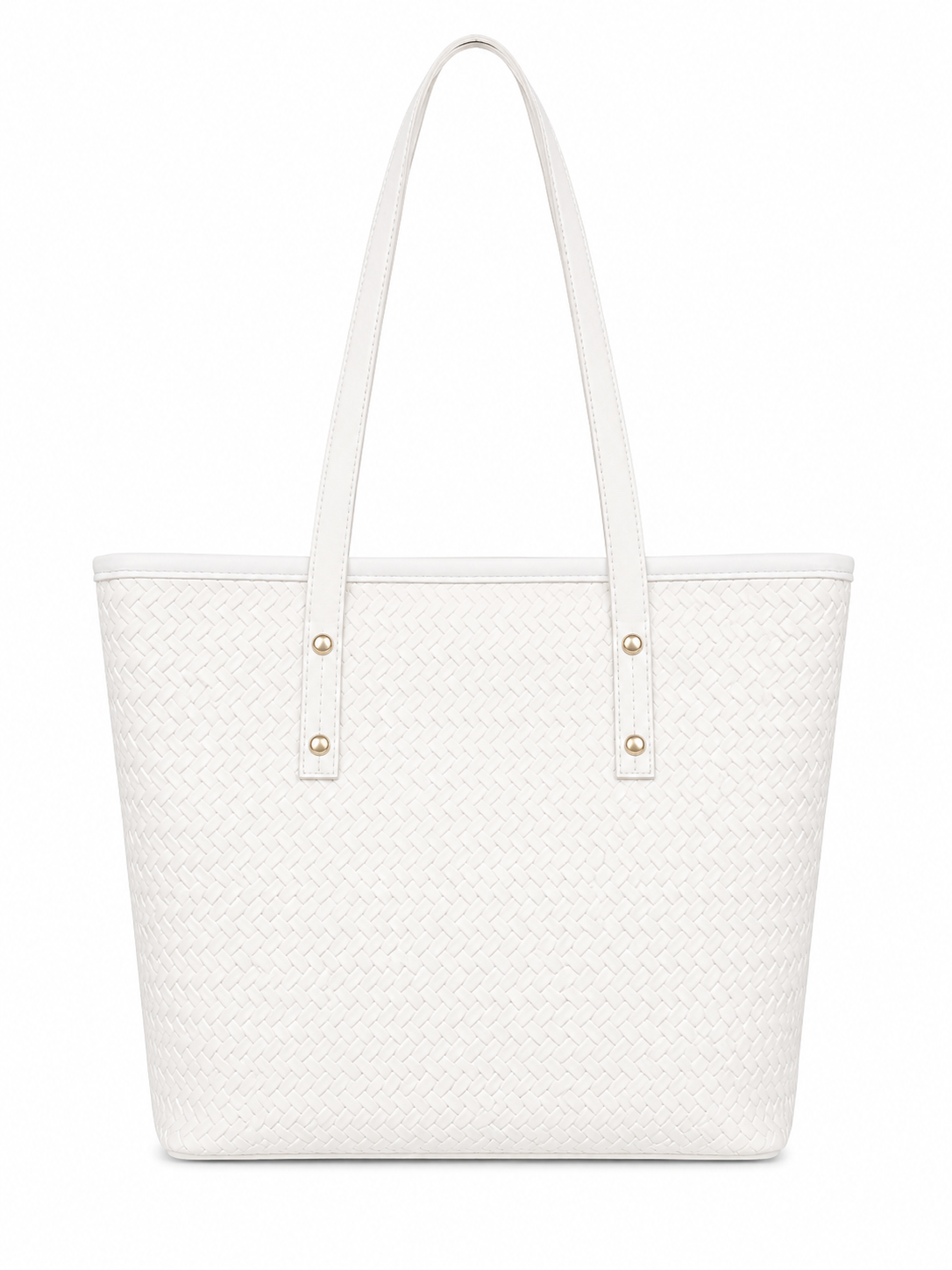 White Woven Tote Bag for Women