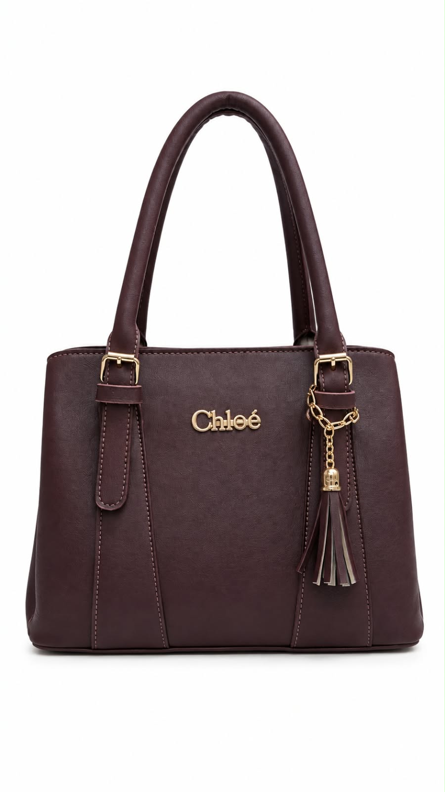 Chloe Maroon Tassel Top Handle Handbag For Women 