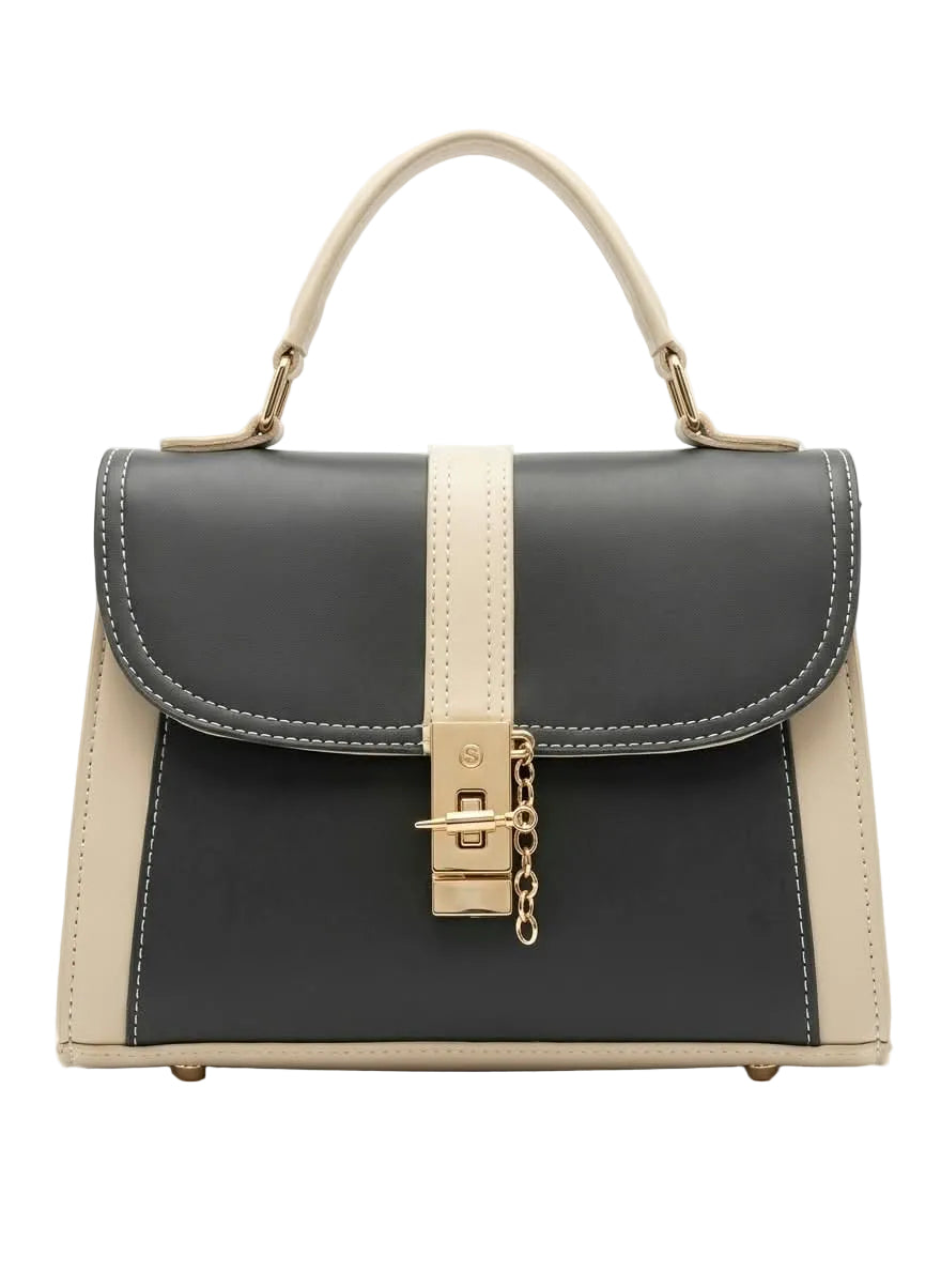 Classic Contrast Stitching Satchel with Chain Bag for Women
