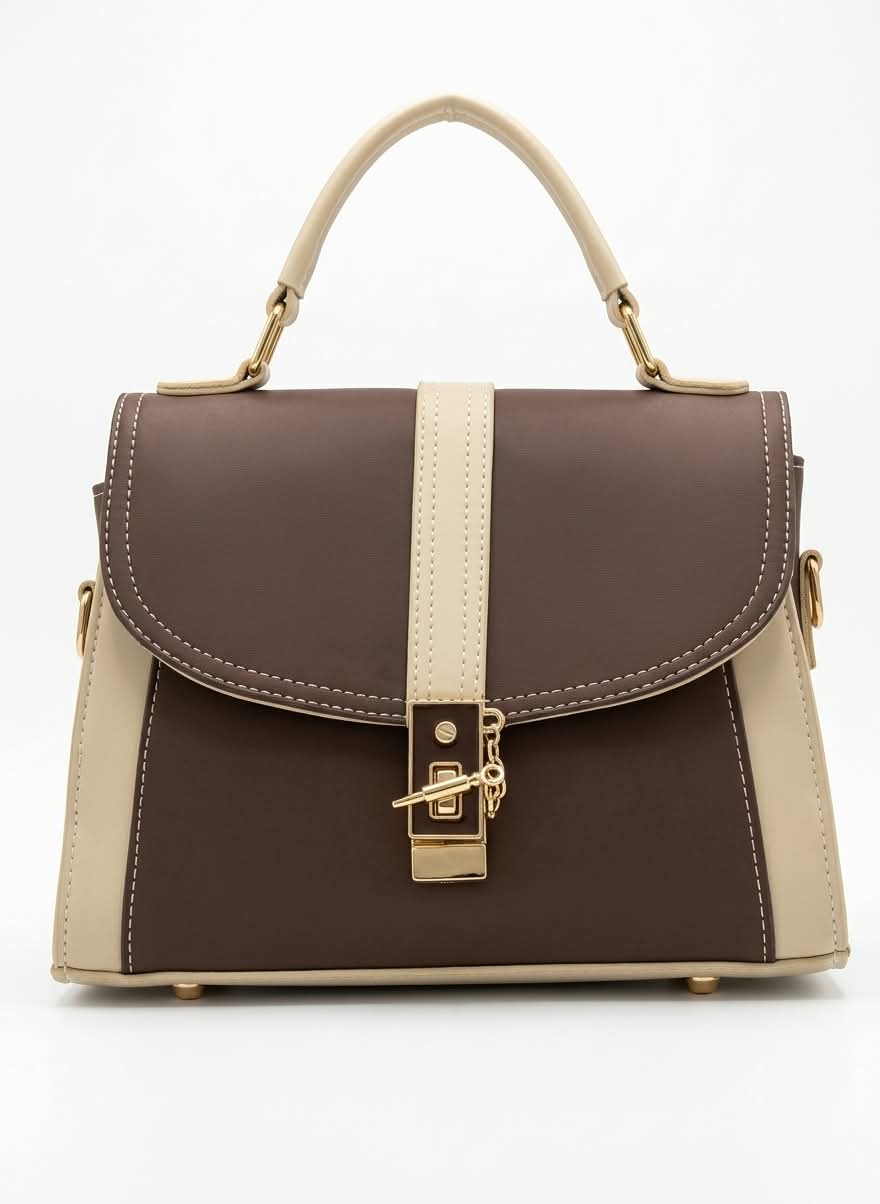 Classic Contrast Stitching Satchel with Chain Bag for Women