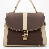 Classic Contrast Stitching Satchel with Chain Bag for Women