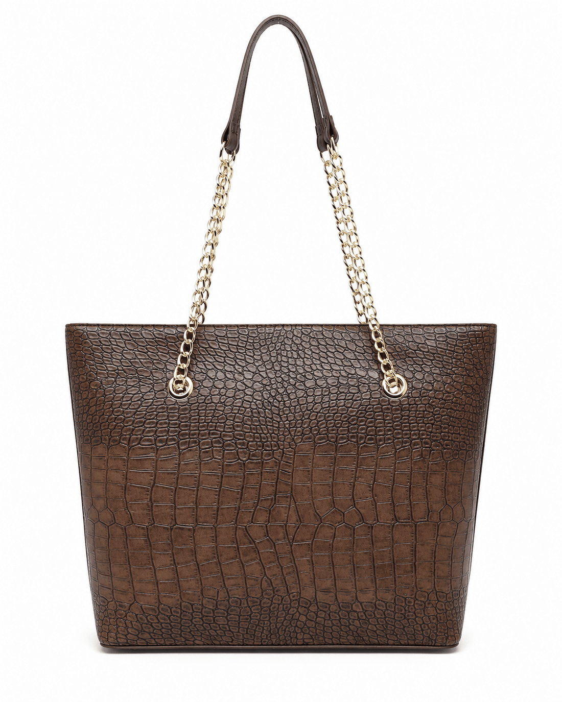 Crocodile-Embossed Chain Tote Bag for Women
