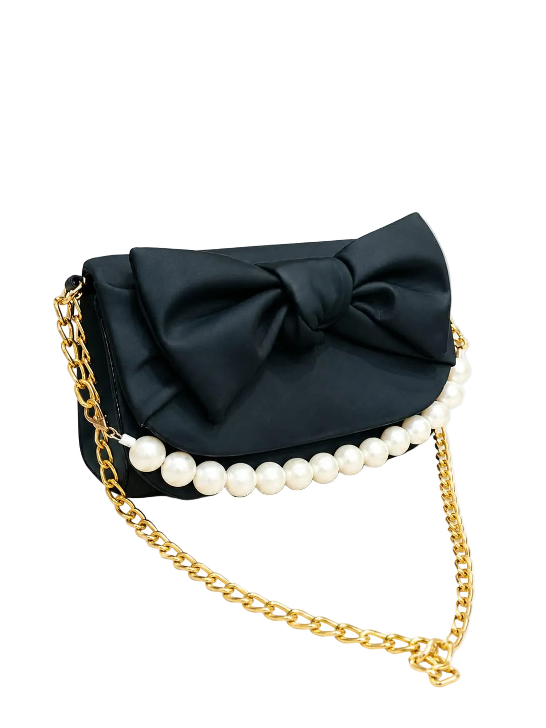 Elegant Bow & Pearl Evening Shoulder Bag For Women 