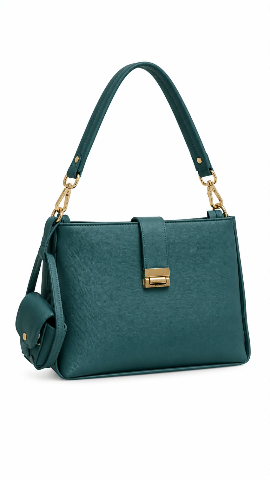 Emerald Green Structured Shoulder Bag For Women