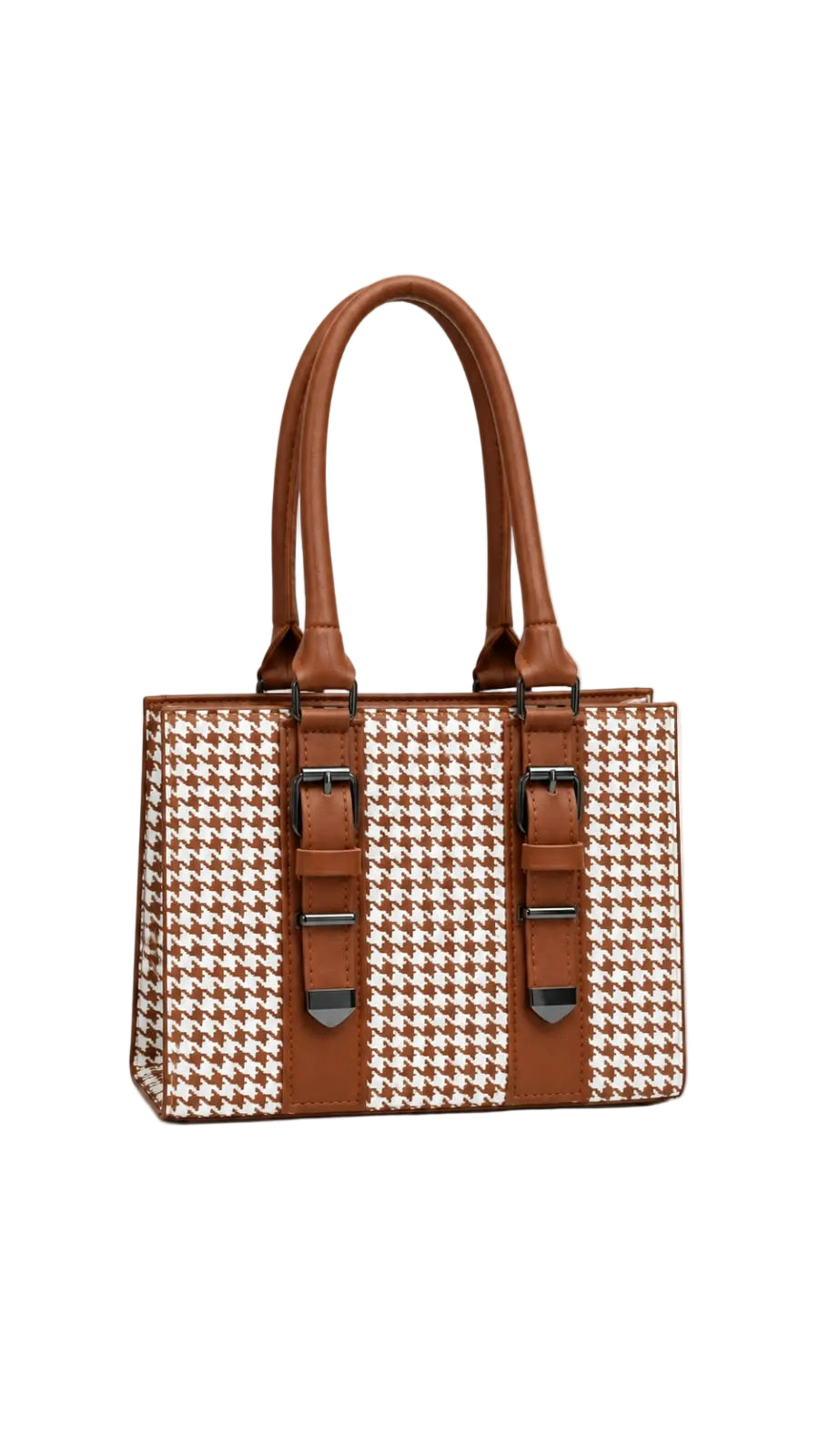 Houndstooth Pattern Structured Handbag For Wmen 