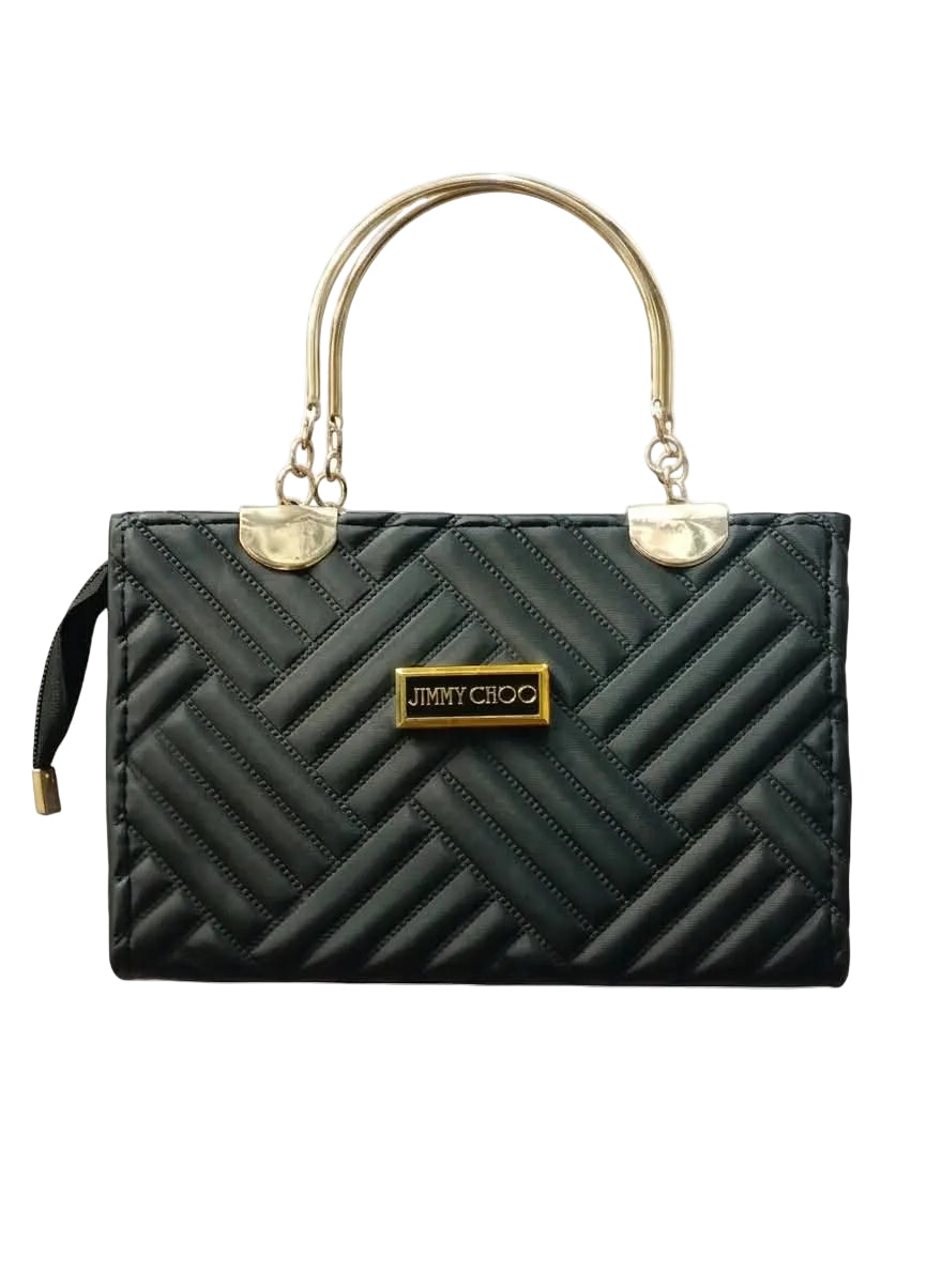 Jimmy Choo Block-Quilted Metal Handle Handbag for Women