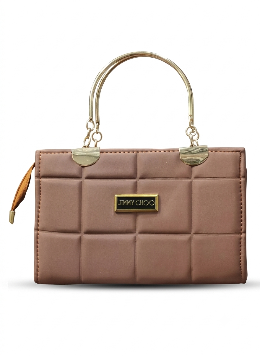 Jimmy Choo Block-Quilted Metal Handle Handbag for Women