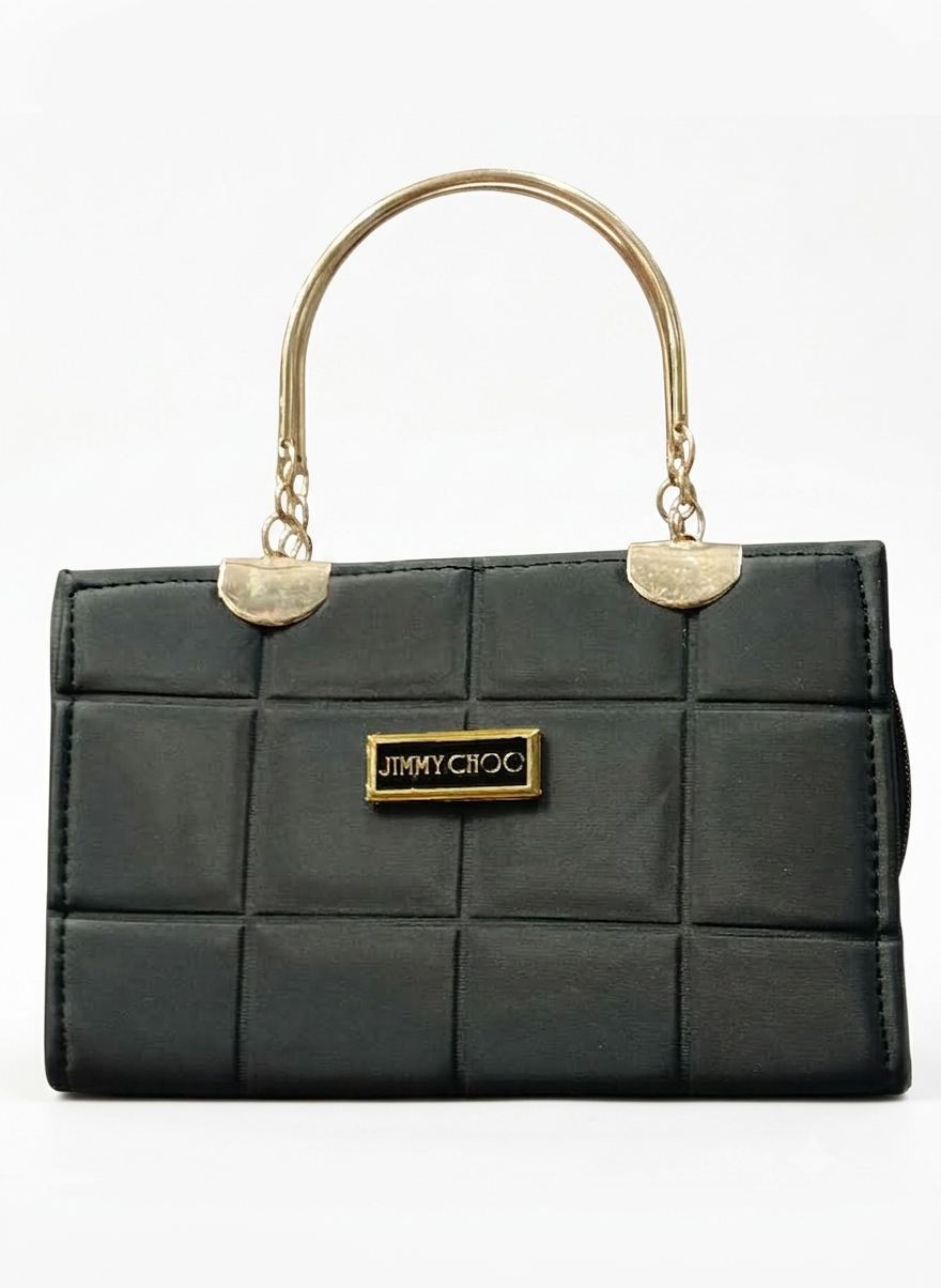 Jimmy Choo Block-Quilted Metal Handle Handbag for Women