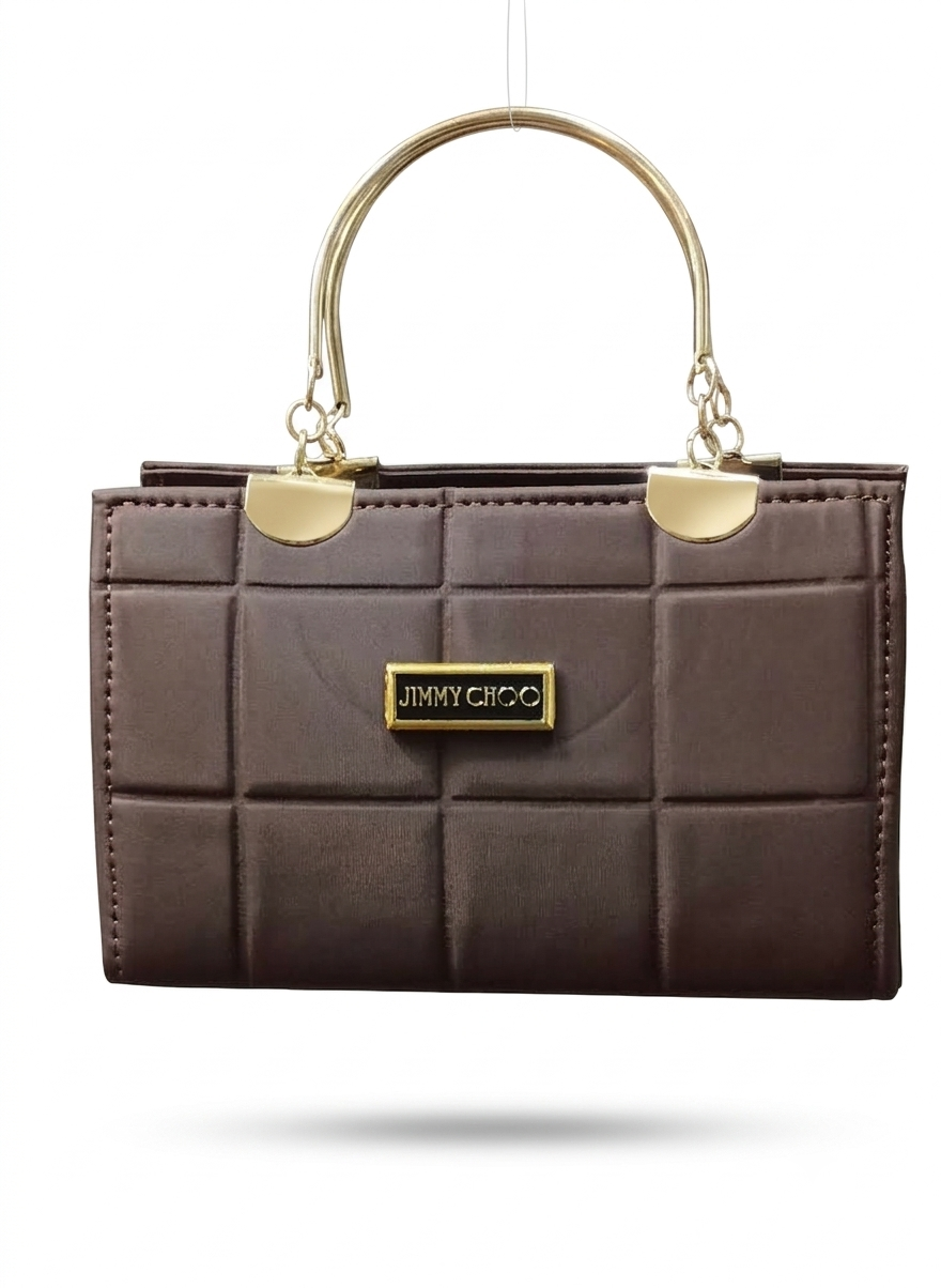 Jimmy Choo Block-Quilted Metal Handle Handbag for Women