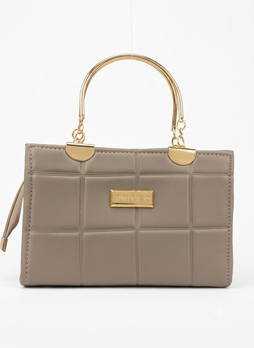 Jimmy Choo Block-Quilted Metal Handle Handbag for Women