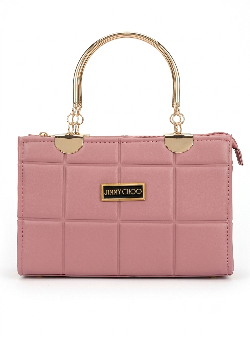 Jimmy Choo Block-Quilted Metal Handle Handbag for Women