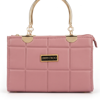 Jimmy Choo Block-Quilted Metal Handle Handbag for Women