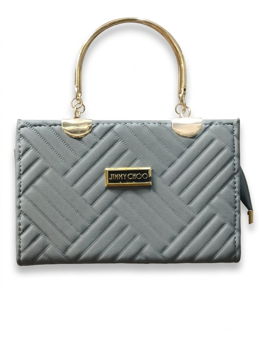Jimmy Choo Block-Quilted Metal Handle Handbag for Women