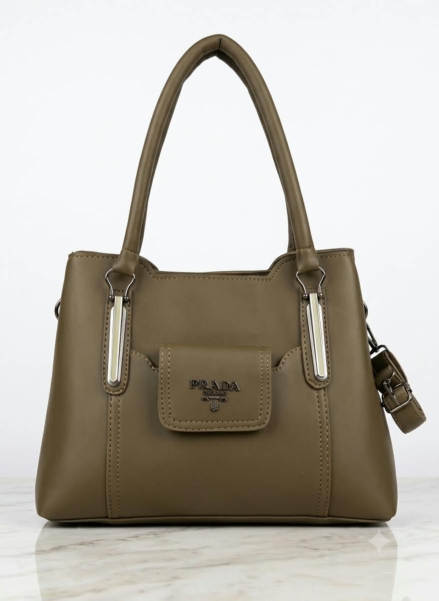 Prada Luxury Front Pocket Top Handle Handbag For Women