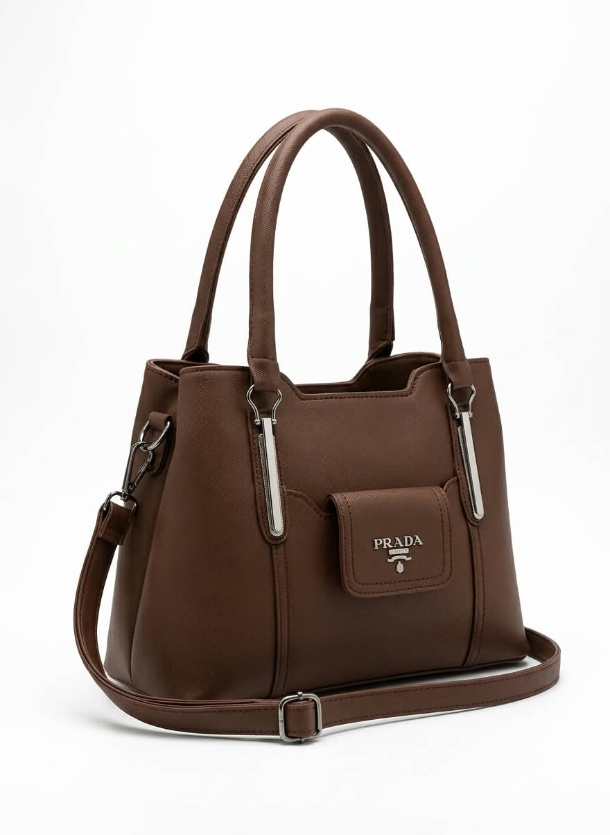 Prada Luxury Front Pocket Top Handle Handbag For Women