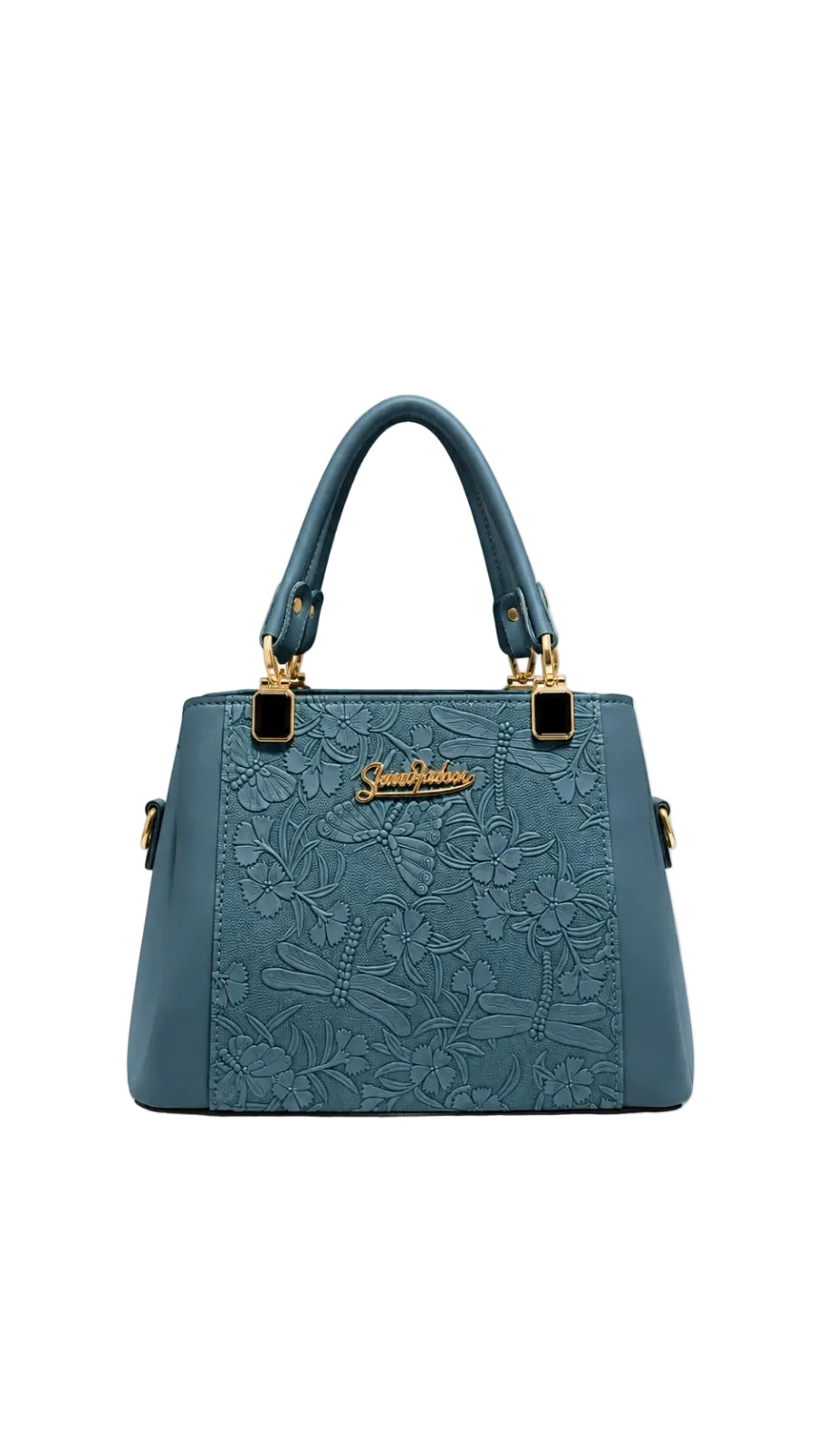 Saint Laurent Blue Floral Embossed Handbag For Women 