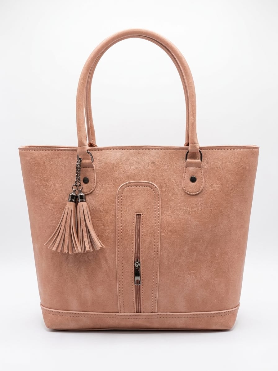 Tassel Accent Structured Shoulder Tote Bag for Women