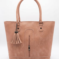 Tassel Accent Structured Shoulder Tote Bag for Women
