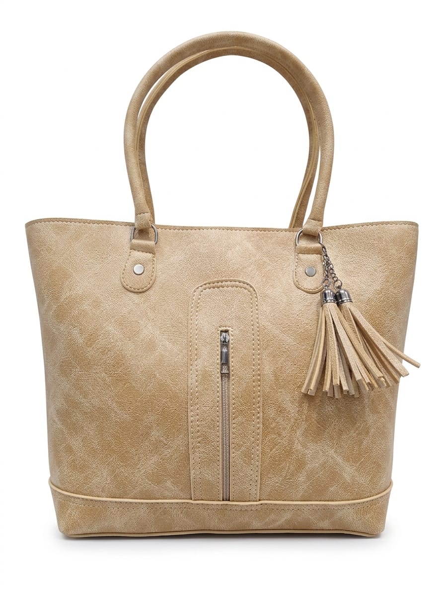 Tassel Accent Structured Shoulder Tote Bag for Women