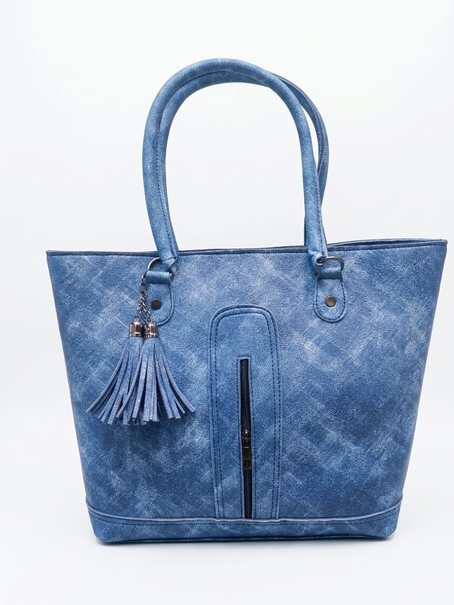 Tassel Accent Structured Shoulder Tote Bag for Women