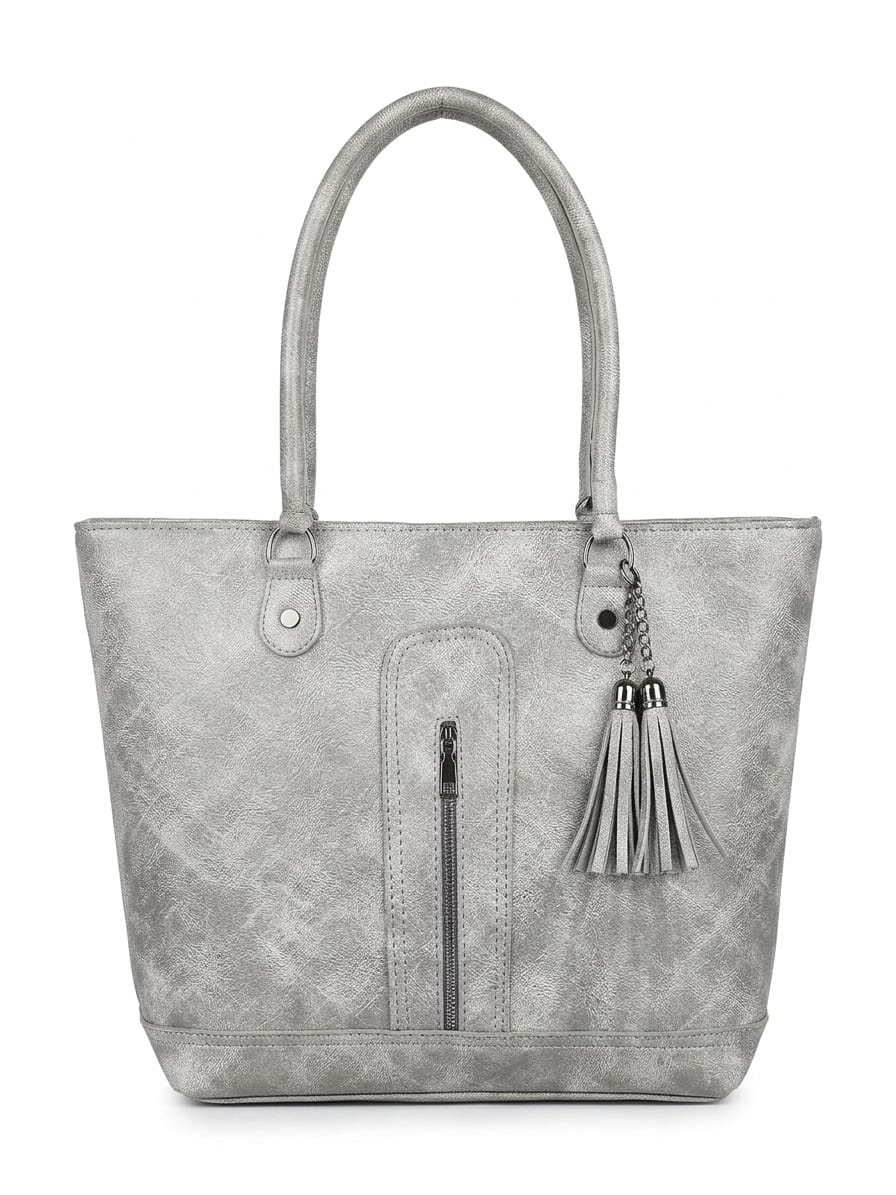 Tassel Accent Structured Shoulder Tote Bag for Women