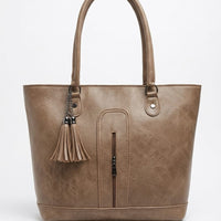 Tassel Accent Structured Shoulder Tote Bag for Women