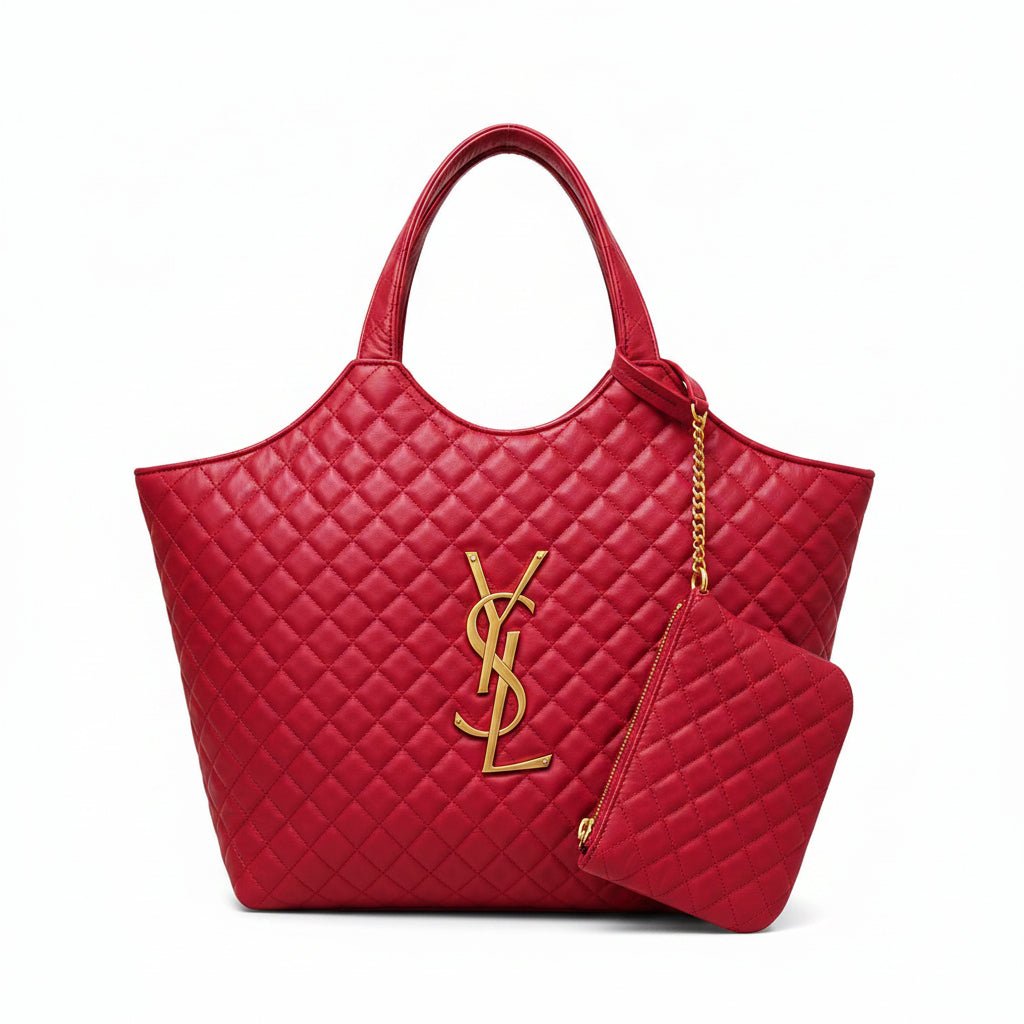 YSL Quilted Tote Bag with Pouch for Women